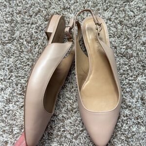 Talbots Shoe Women's 9 M Edison Slingback beige leather  Buckle